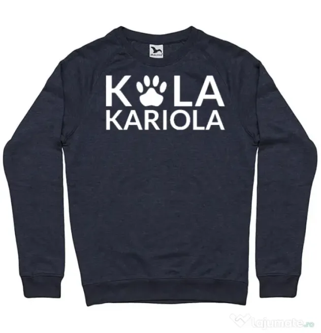 Bluza personalizata barbat Logo Kola Alb Denim inchis
