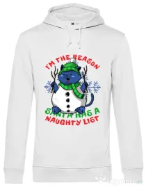 Hanorac barbat cu gluga Naughty List Alb