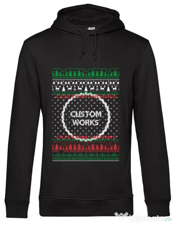 Hanorac barbat cu gluga CW Christmas color Negru