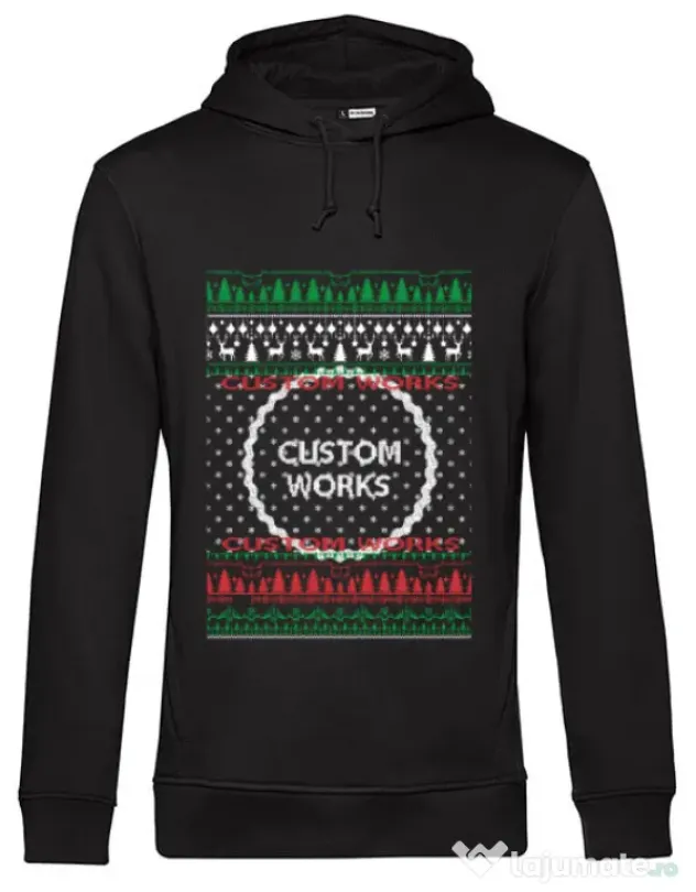 Hanorac barbat cu gluga CW Christmas color Negru