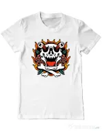 Tricou personalizat barbat Death and Flower Alb