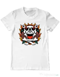 Tricou personalizat barbat Death and Flower Alb