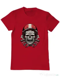 Tricou personalizat barbat Skull Biker Rosu