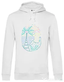 Hanorac barbat cu gluga Beach Neon Alb