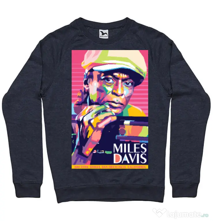 Bluza personalizata barbat Miles Davis Denim inchis