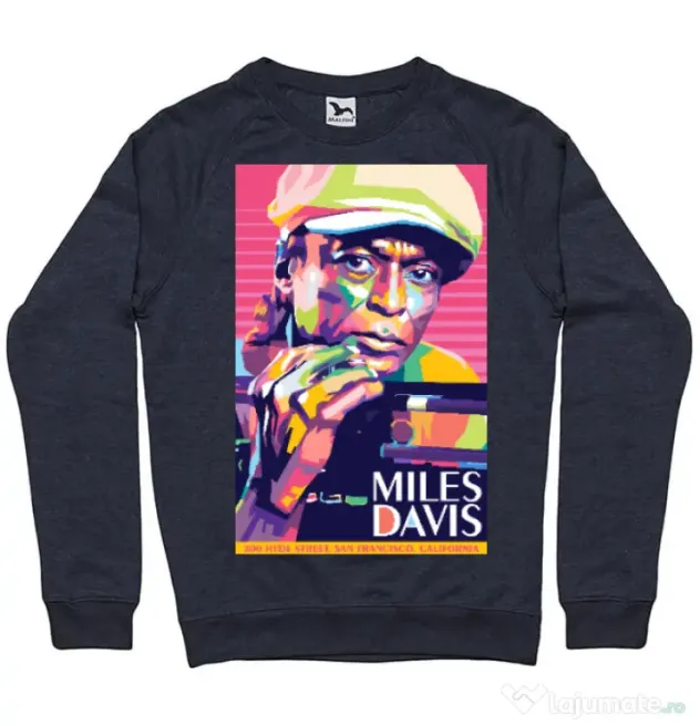 Bluza personalizata barbat Miles Davis Denim inchis