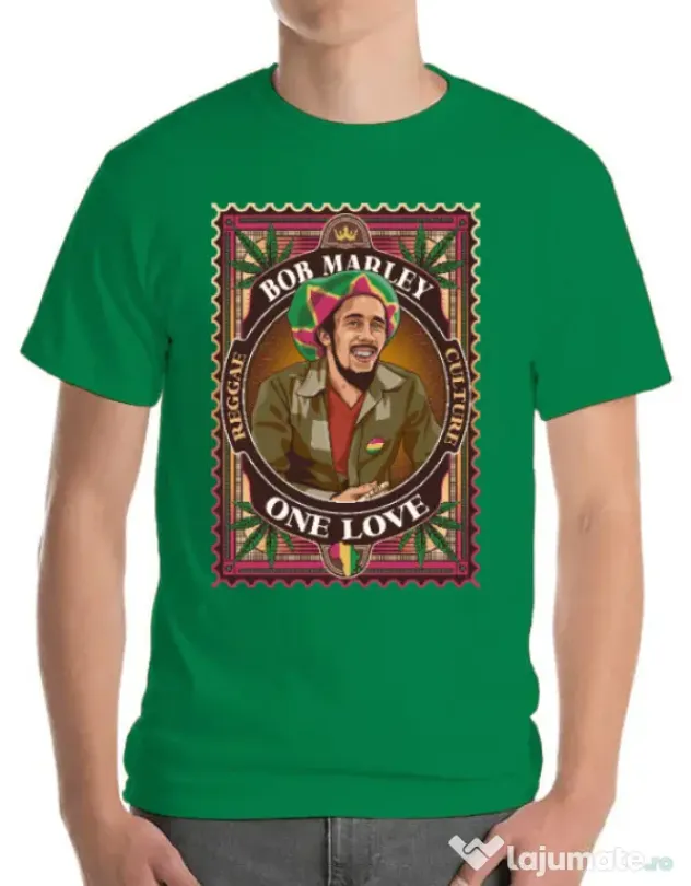 Tricou personalizat barbat Bob Marley Verde mediu
