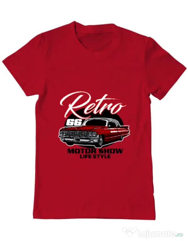 Tricou personalizat barbat retro motorshow Rosu