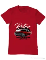 Tricou personalizat barbat retro motorshow Rosu
