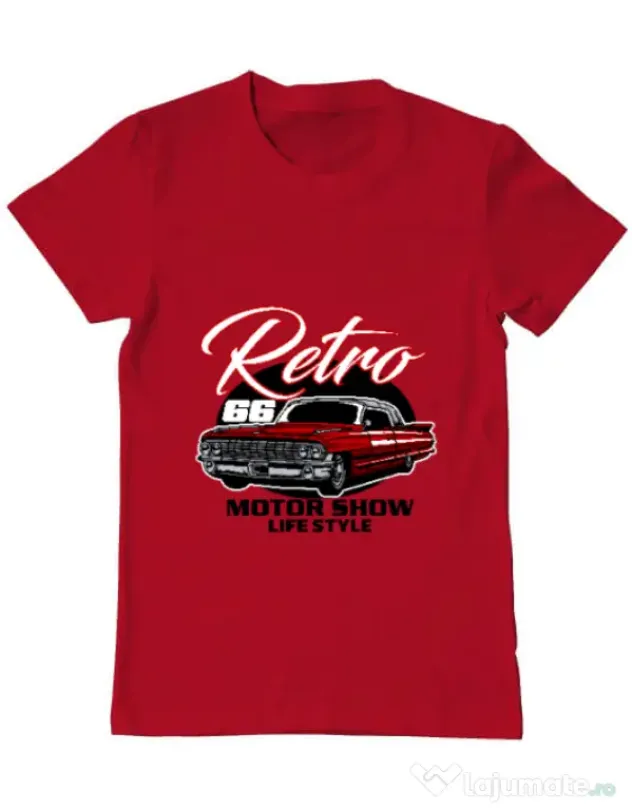 Tricou personalizat barbat retro motorshow Rosu