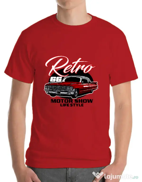 Tricou personalizat barbat retro motorshow Rosu