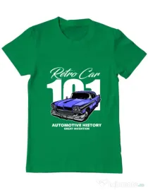 Tricou personalizat barbat RETRO CAR 101 Verde mediu
