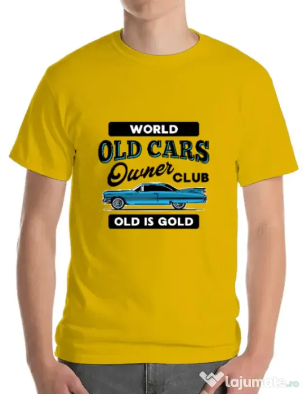 Tricou personalizat barbat OLD CARS CLUB Galben