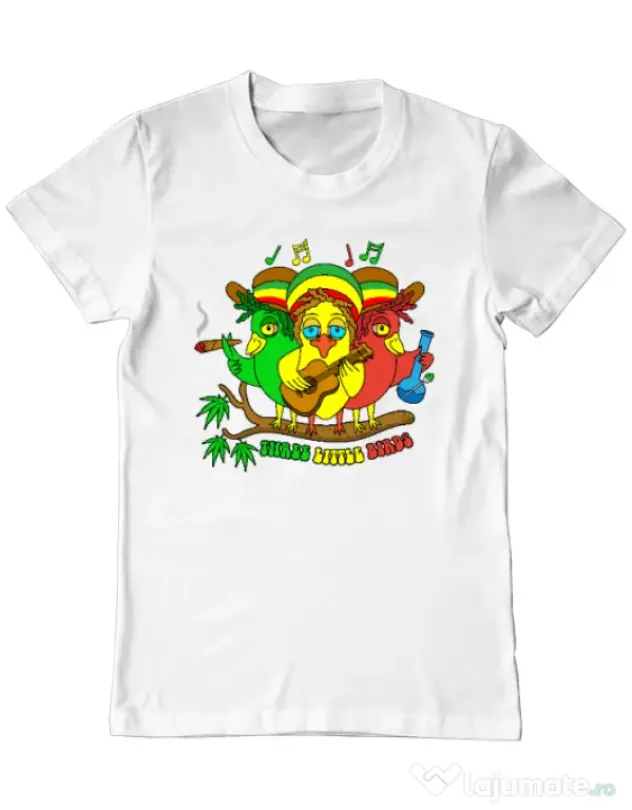 Tricou personalizat barbat Three Little Birds Alb