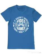 Tricou personalizat barbat If it doesn\'t involve video games, then I don\'t care Albastru azuriu