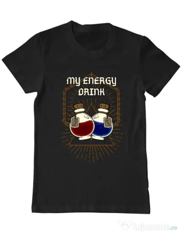 Tricou personalizat barbat My Energy Drink - Health and Mana Negru