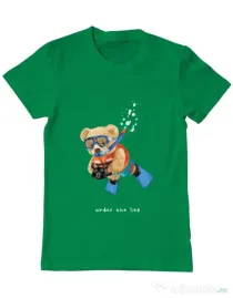 Tricou personalizat barbat Bear Snorkeling Verde mediu