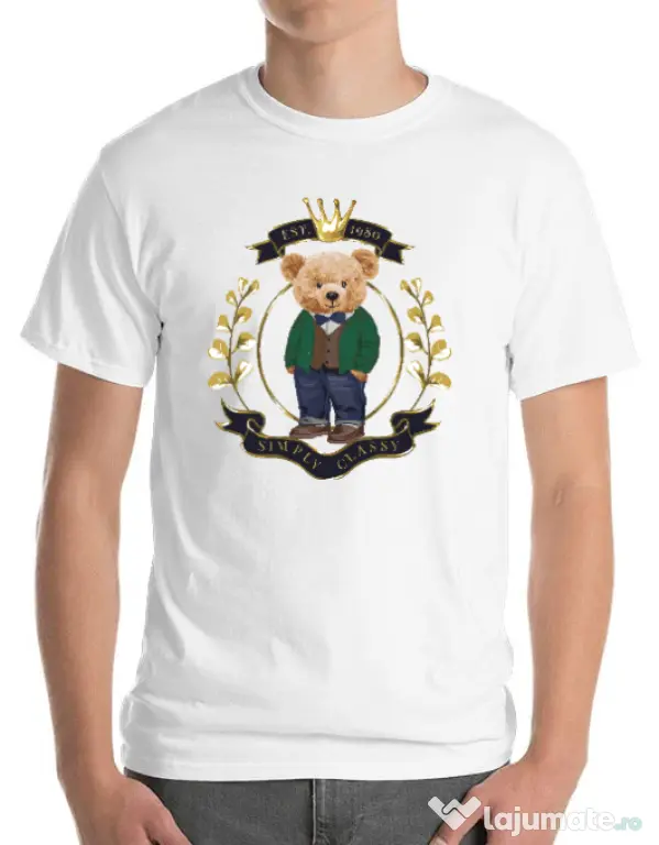 Tricou personalizat barbat Simply Classy Alb