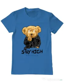 Tricou personalizat barbat Stay High Albastru azuriu