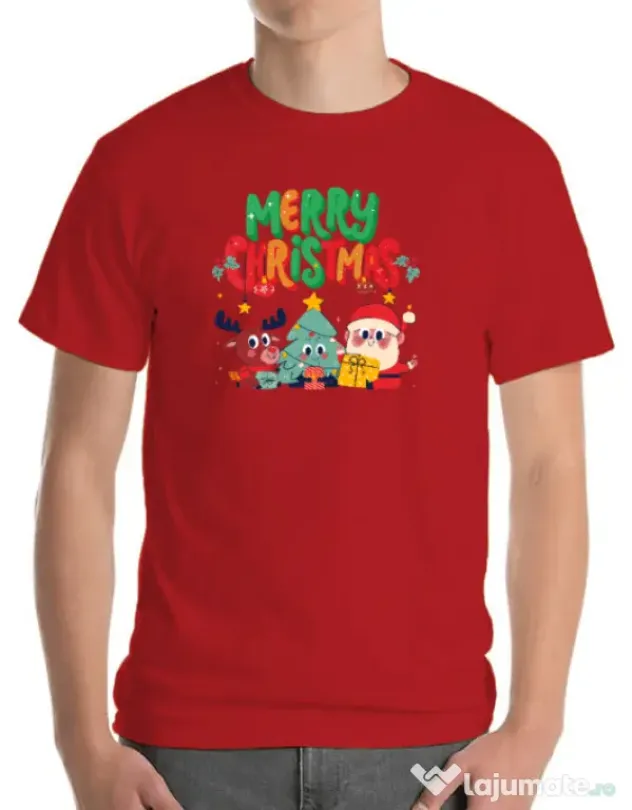 Tricou personalizat barbat Hei, prietenii mei de Crăciun! Rosu