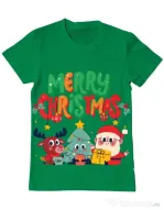 Tricou personalizat barbat oversize Hei, prietenii mei de Crăciun! Verde mediu