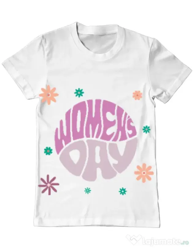 Tricou personalizat barbat oversize M&D 25 woman\'s day Alb