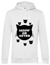 Hoodie barbat cu gluga Meow or never Alb