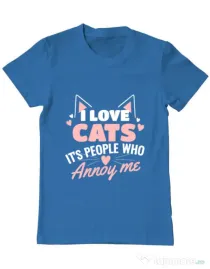 Tricou ADLER barbat I love cats Albastru azuriu