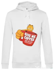 Hoodie barbat cu gluga Give me coffee Alb