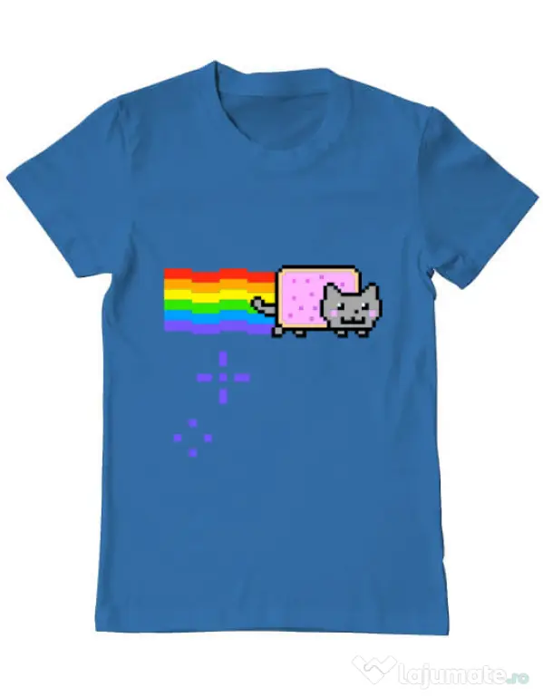 Tricou ADLER barbat Nyan cat Albastru azuriu