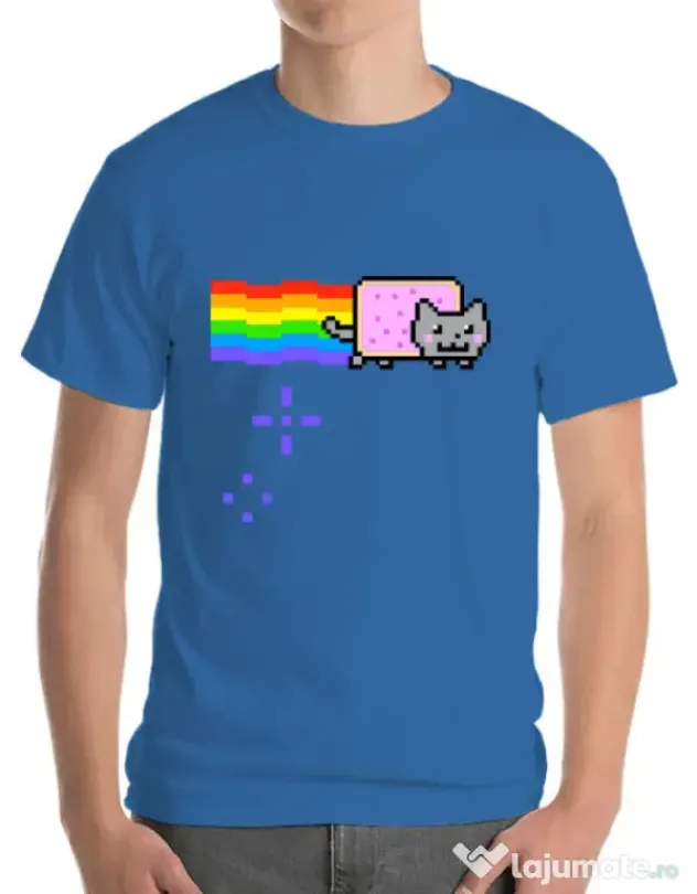 Tricou ADLER barbat Nyan cat Albastru azuriu