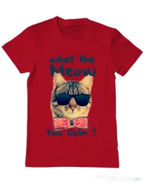 Tricou ADLER barbat What the meow Rosu
