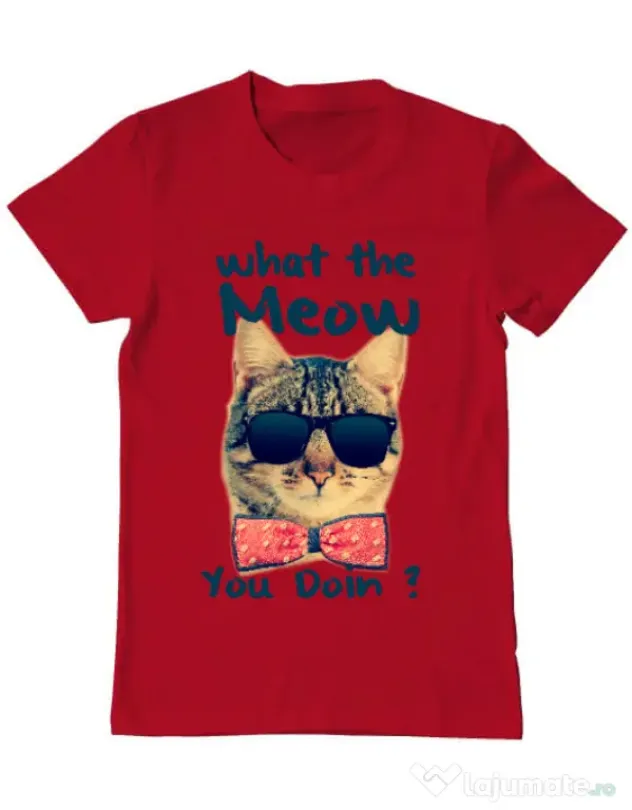 Tricou ADLER barbat What the meow Rosu
