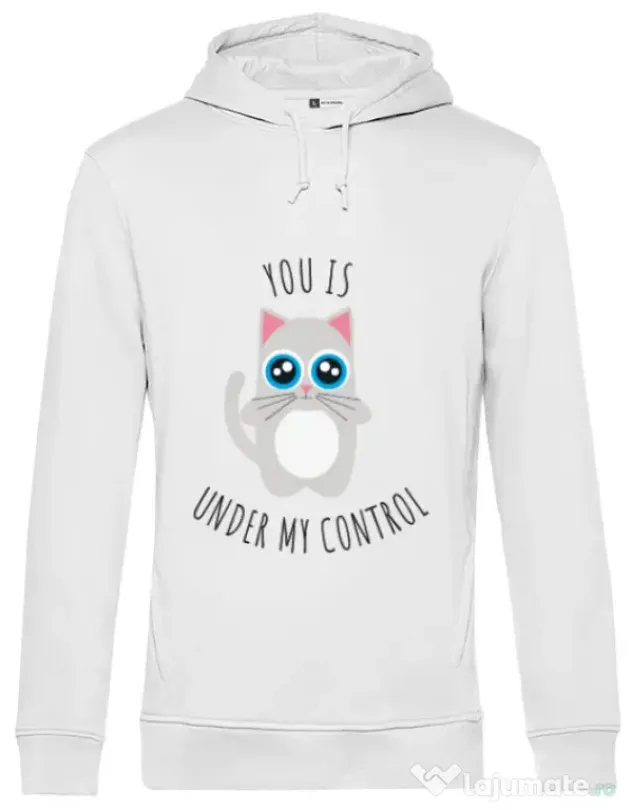 Hoodie barbat cu gluga Under my control Alb