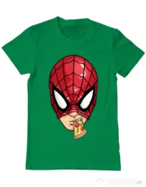 Tricou ADLER barbat Spiderman pizza Verde mediu