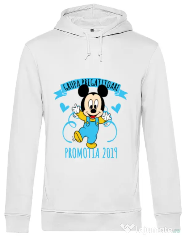Hoodie barbat cu gluga Absolvire Mickey Mouse Alb