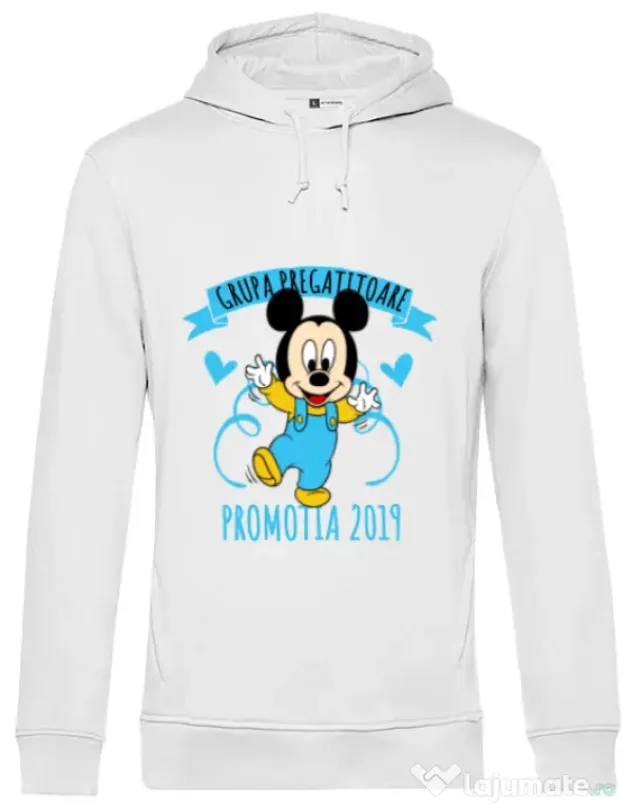 Hoodie barbat cu gluga Absolvire Mickey Mouse Alb
