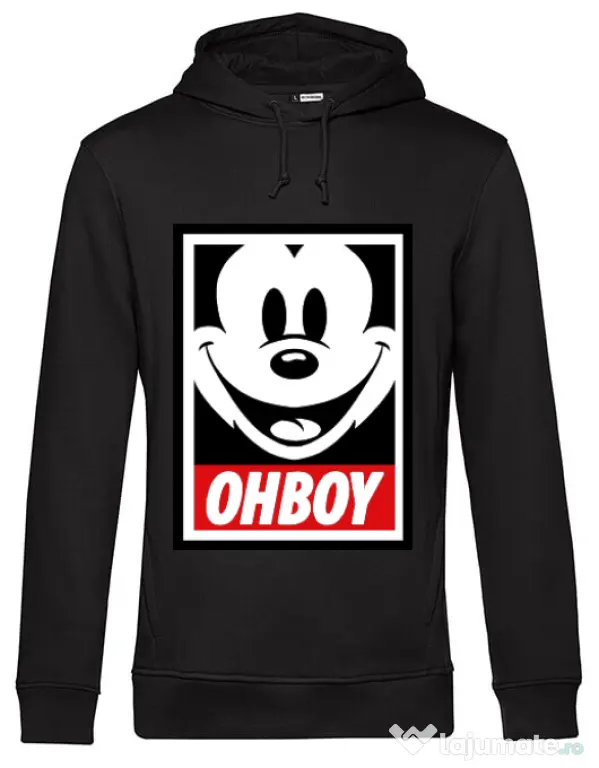 Hoodie barbat cu gluga Oh boy Negru