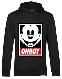 Hoodie barbat cu gluga Oh boy Negru