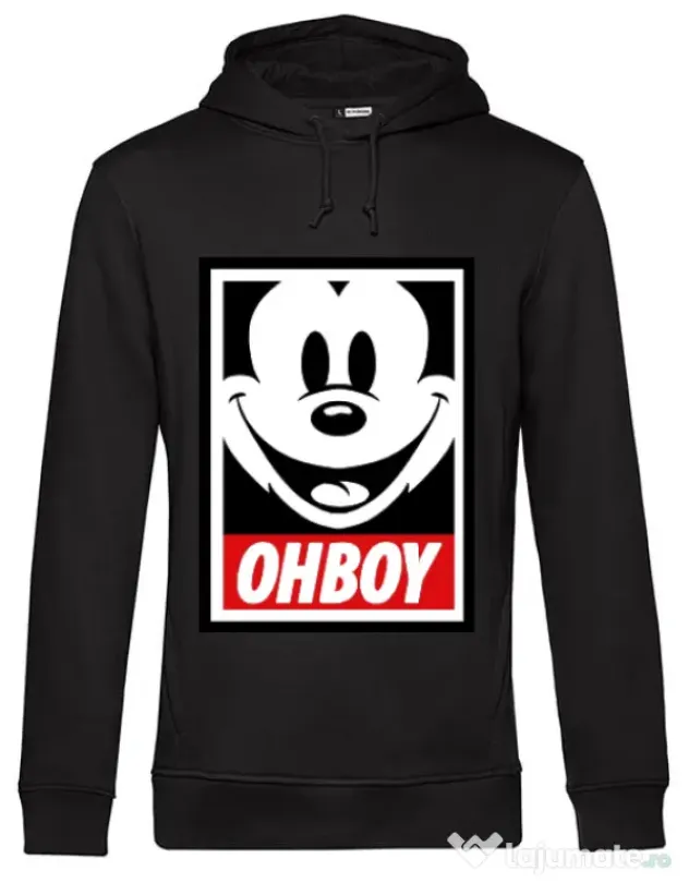 Hoodie barbat cu gluga Oh boy Negru