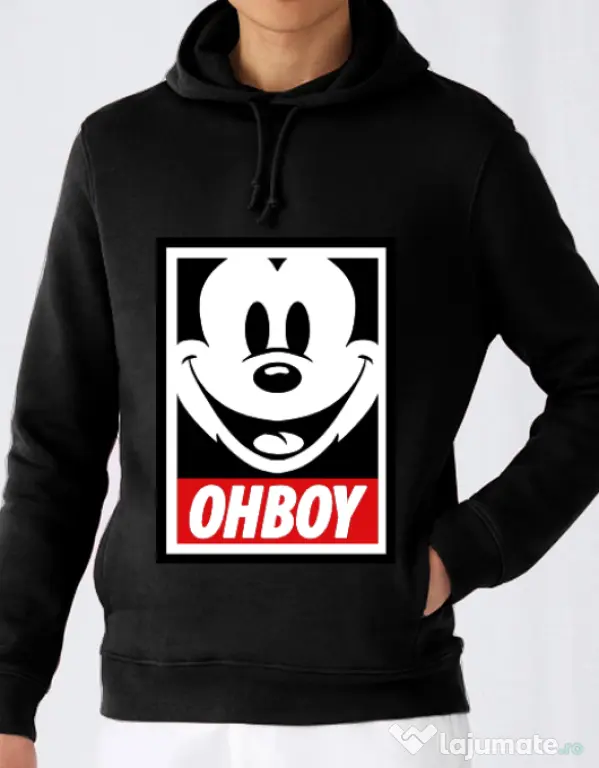 Hoodie barbat cu gluga Oh boy Negru