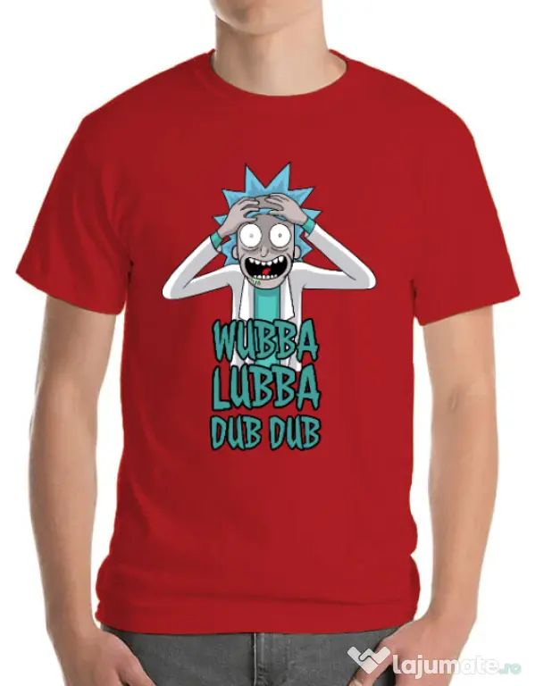 Tricou ADLER barbat Wubba Lubba Dub Dub Rosu