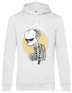 Hoodie barbat cu gluga Death of Grandfather Alb