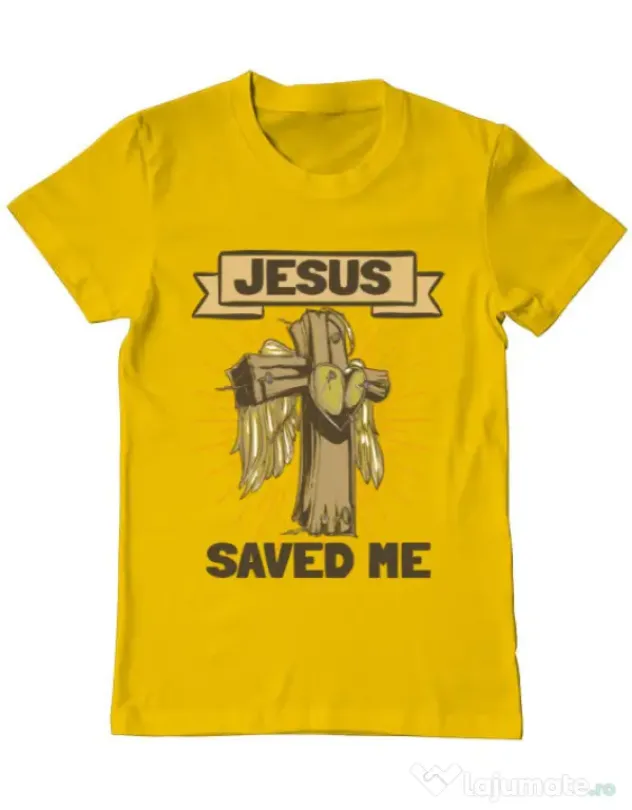 Tricou ADLER barbat Jesus Saved Me Galben