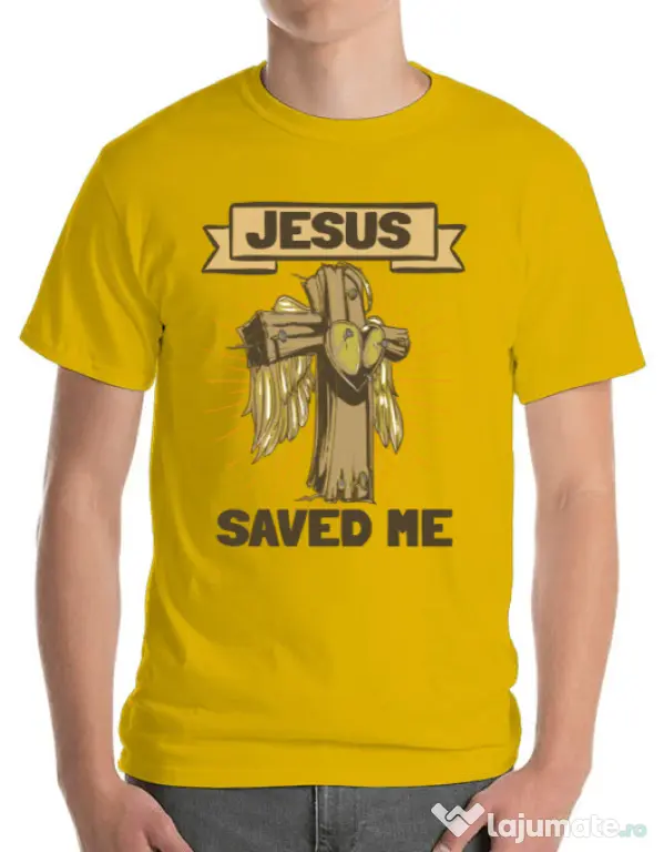 Tricou ADLER barbat Jesus Saved Me Galben