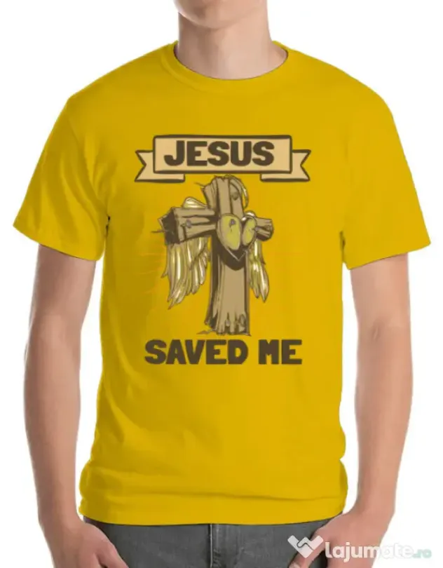 Tricou ADLER barbat Jesus Saved Me Galben
