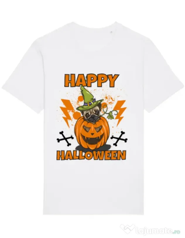 Tricou STANLEY STELLA barbat Halloween Pug Alb