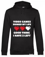 Hoodie barbat cu gluga Video games ruined my life Negru