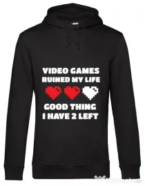 Hoodie barbat cu gluga Video games ruined my life Negru