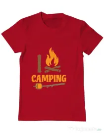 Tricou ADLER barbat I love Camping Rosu